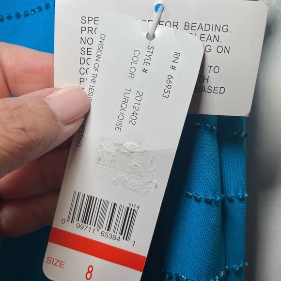 Rimini turquoise beaded beaded dress sz 8 - Picture 8 of 9